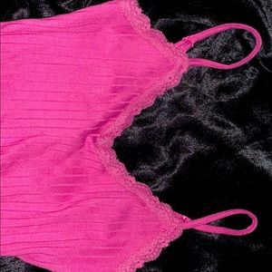 y2k hot pink lace bodysuit